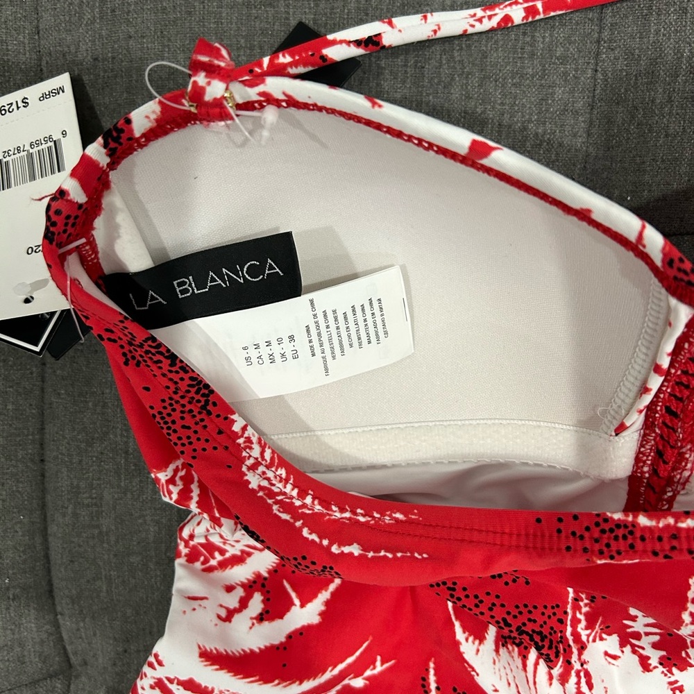 🇺🇸SALE🎈 LA BLANCA • Red and White One Piece Bathing Suit • size 6 - Picture 8 of 11